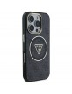 Guess iPhone 16 Pro Case Metal Glitter 4G Circle MagSafe Black