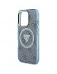Guess iPhone 16 Pro Case Metal Glitter 4G Circle MagSafe Blue