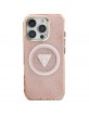 Guess iPhone 16 Pro Case Metal Glitter 4G Circle MagSafe Pink
