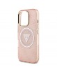 Guess iPhone 16 Pro Case Metal Glitter 4G Circle MagSafe Pink