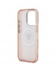Guess iPhone 16 Pro Case Metal Glitter 4G Circle MagSafe Pink