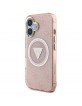 Guess iPhone 16 Case Metal Glitter 4G Circle MagSafe Pink