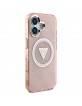 Guess iPhone 16 Case Metal Glitter 4G Circle MagSafe Pink