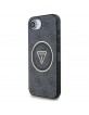 Guess iPhone 16e Metal Glitter 4G CircleTriangle MagSafe Hülle Case Schwarz