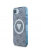 Guess iPhone 16e Metal Glitter 4G CircleTriangle MagSafe Hülle Case Blau