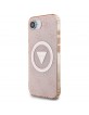 Guess iPhone 16e Metal Glitter 4G CircleTriangle MagSafe Hülle Case Rosa