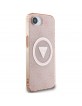 Guess iPhone 16e Metal Glitter 4G CircleTriangle MagSafe Hülle Case Rosa