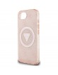 Guess iPhone 16e Metal Glitter 4G CircleTriangle MagSafe Hülle Case Rosa