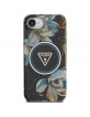 Guess iPhone 16e Glitter Flowers Triangle MagSafe Hülle Case Schwarz