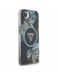Guess iPhone 16e Glitter Flowers Triangle MagSafe Hülle Case Schwarz