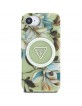 Guess iPhone 16e Glitter Flowers Triangle MagSafe Hülle Case Grün