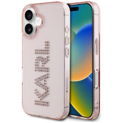 Karl Lagerfeld iPhone 16 Hülle Case Rhinestones Logo Rosa