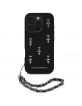 Karl Lagerfeld iPhone 16 Pro Hülle Case Saffiano Crystals Chain Schwarz