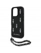 Karl Lagerfeld iPhone 16 Pro Hülle Case Saffiano Crystals Chain Schwarz