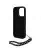 Karl Lagerfeld iPhone 16 Pro Hülle Case Saffiano Crystals Chain Schwarz