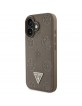 Guess iPhone 16 Hülle Case Grained Peony MagSafe Braun