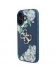 Guess iPhone 16 Hülle Case Grained Roses Big 4G Logo Blau