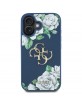 Guess iPhone 16 Hülle Case Grained Roses Big 4G Logo Blau
