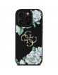 Guess iPhone 16 Pro Hülle Case Grained Roses Big 4G Logo Schwarz