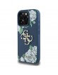 Guess iPhone 16 Pro Case Grained Roses Big 4G Logo Blue