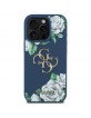 Guess iPhone 16 Pro Case Grained Roses Big 4G Logo Blue