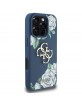 Guess iPhone 16 Pro Case Grained Roses Big 4G Logo Blue