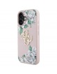 Guess iPhone 16 Hülle Case Grained Roses Big 4G Logo Rosa