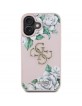 Guess iPhone 16 Hülle Case Grained Roses Big 4G Logo Rosa