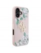 Guess iPhone 16 Hülle Case Grained Roses Big 4G Logo Rosa