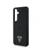 Guess Samsung S25 Hülle Case MagSafe Grained Peony Triangle Schwarz