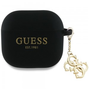 Guess AirPods 4 Case Cover Silicone Charm Black
