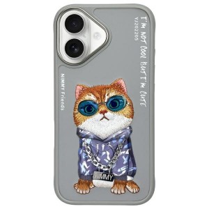 Nimmy iPhone 16 Hülle Case Glasses Cool Cat Grau