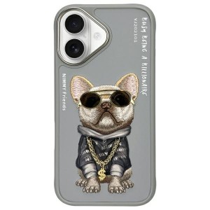 Nimmy iPhone 16 Hülle Case Glasses Cool Dog Grau