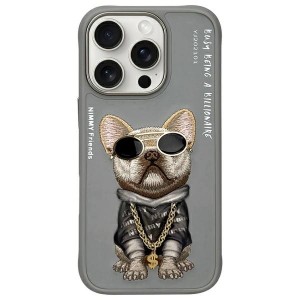 Nimmy iPhone 16 Pro Hülle Case Glasses Cool Dog Grau