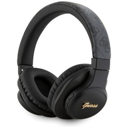 Guess Bluetooth Headphones 4G Leather Tone On Tone Script Black