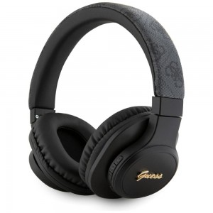 Guess Bluetooth Headphones 4G Leather Tone On Tone Script Black