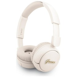 Guess Bluetooth Headphones Metal Logo Script Beige