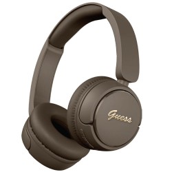 Guess Bluetooth Headphones Metal Logo Script Brown