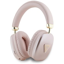 Guess Bluetooth Over-Ear Headphones with Metallic Triangle Logo in Pink