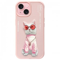 Nimmy iPhone 15 Case Glasses Cool Cat Pink