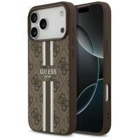 Guess iPhone 17 / 18 Pro Max Hülle Case 4G Printed Stripes MagSafe Braun
