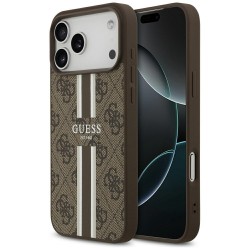 Guess iPhone 17 Pro Max Hülle Case 4G Printed Stripes MagSafe Braun