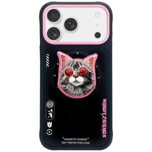 Nimmy iPhone 17 Pro Max Case Glasses Cool Cat MagSafe Black Pink