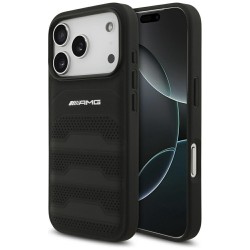 AMG Mercedes iPhone 17 Pro Hülle Case Echtleder Debossed Schwarz