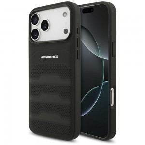 AMG Mercedes iPhone 17 Pro Max Hülle Case Echtleder Debossed Schwarz