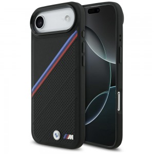 BMW iPhone 17 Air Hülle Case MagSafe M Perforated Tricolor Schwarz