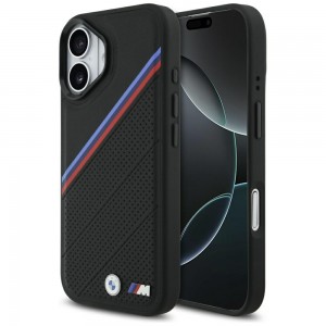 BMW iPhone 17 Case MagSafe M Tricolor Perforated Black