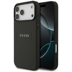 Guess iPhone 17 Pro Max Hülle Case Grained Ring MagSafe Schwarz