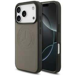 Mercedes iPhone 17 Pro Case Genuine Leather Vintage Logo MagSafe Taupe