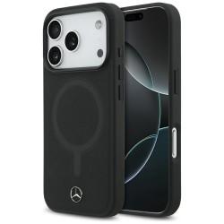 Mercedes iPhone 17 Pro Hülle Case Plain Smooth Echtleder MagSafe Schwarz